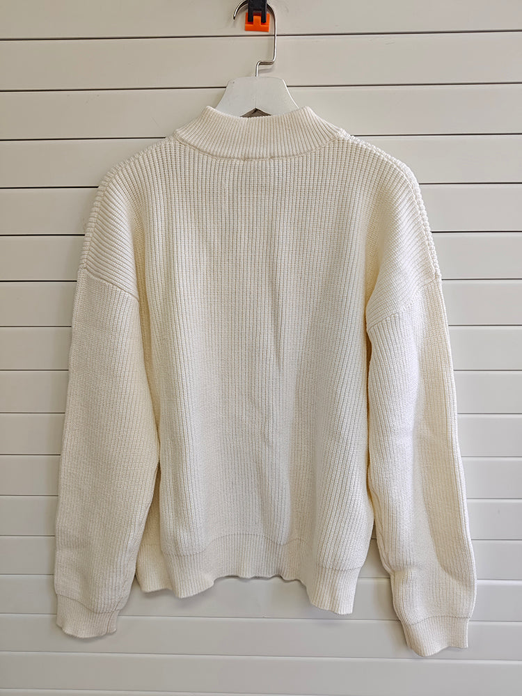 SHA-Beige white kntted top