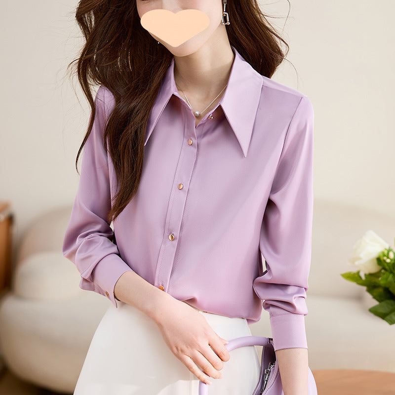 Women's Purple Chiffon Long Sleeve Shirt