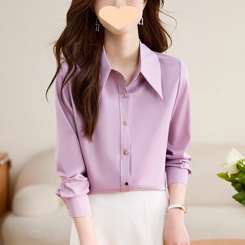 Women's Purple Chiffon Long Sleeve Shirt
