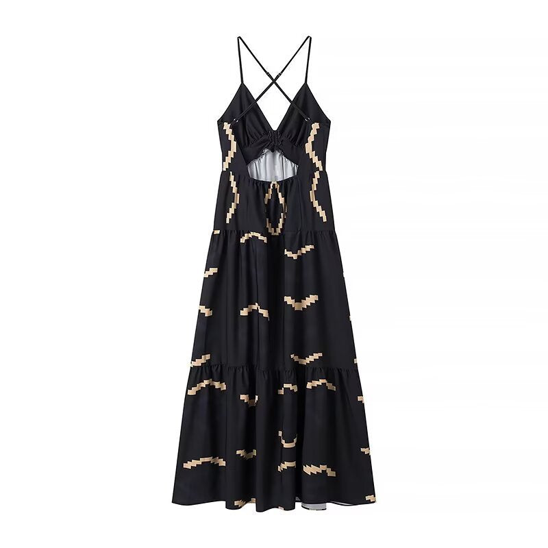 Women's Halter Neck Backless Slit Long Dress-E-4182
