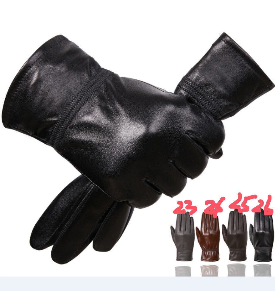 Autumn and Winter Warm Fleece Outdoor Multi-color Leather Gloves