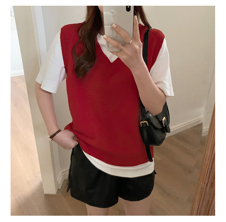 2024 Spring and Autumn Knitted Vest Women