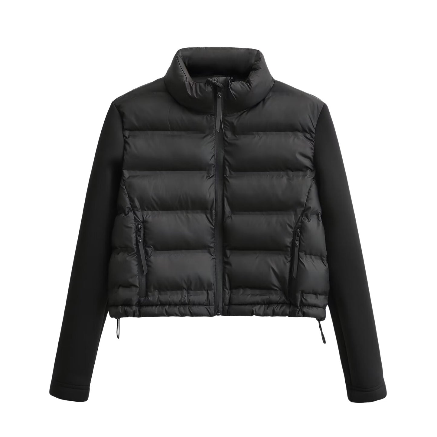 Black Patchwork Short Cotton Jacket