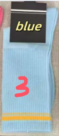 Women's Cotton Socks with Multi-color Stripes-PUT-189
