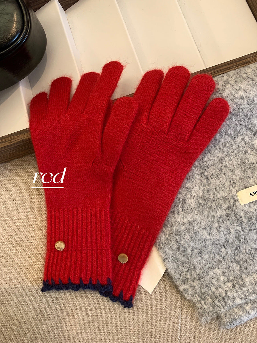 Women's Wool Solid Color Knitted Gloves