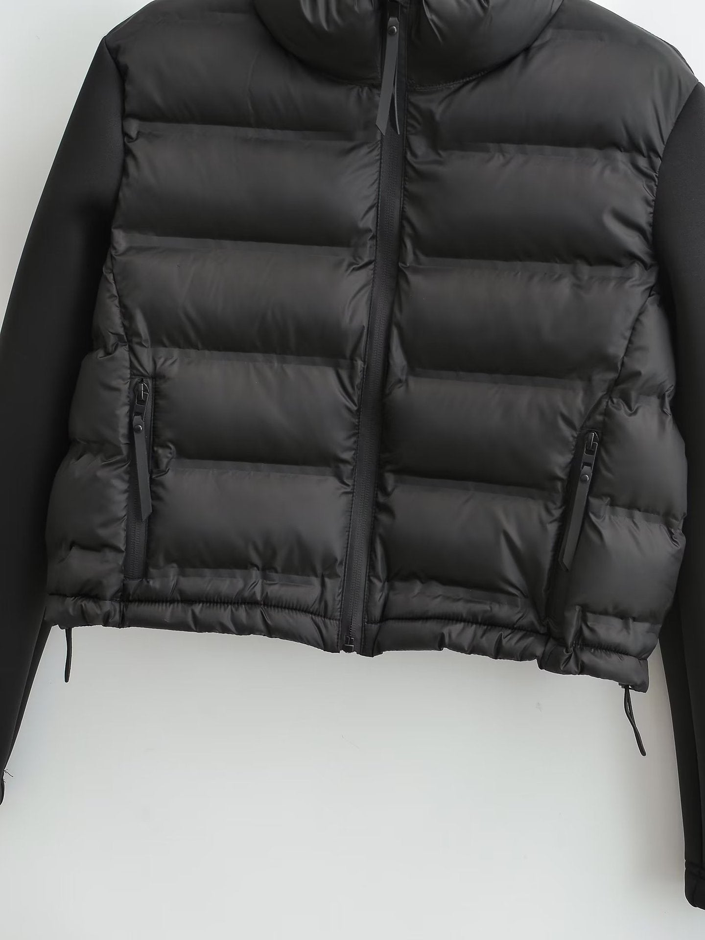 Black Patchwork Short Cotton Jacket