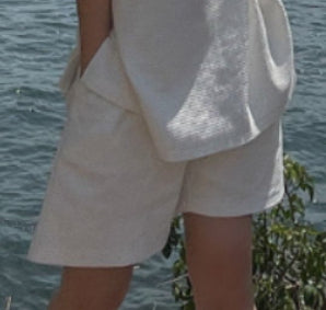 2025 Summer White Suit Short Sleeve T-shirt + Shorts 2-piece Sets-SPF-234