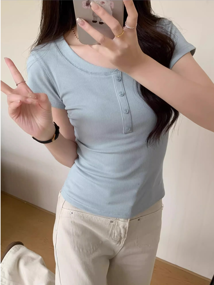 Women's Blue Short-sleeved T-shirt