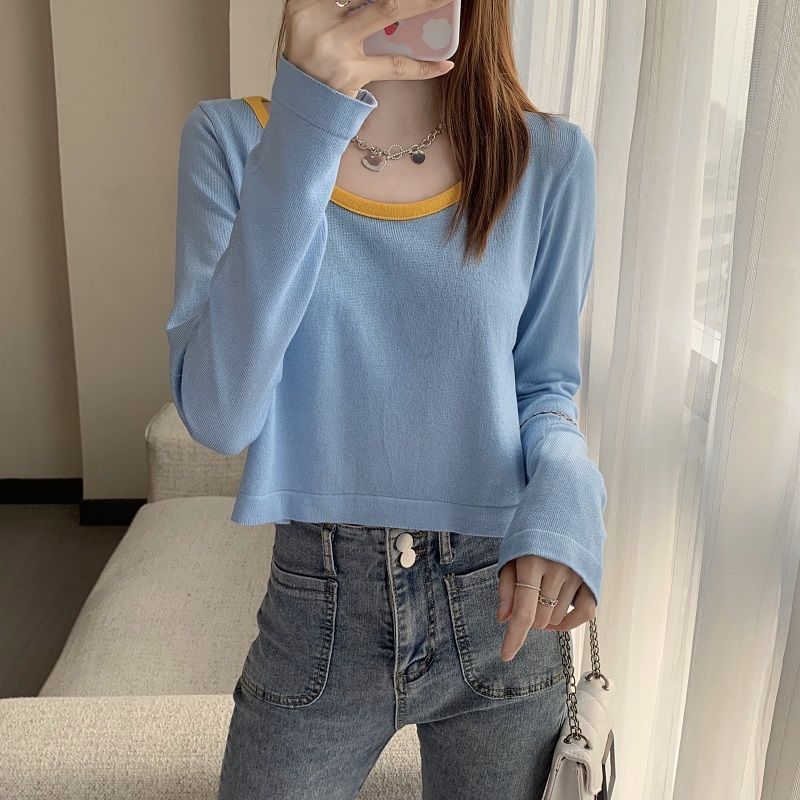 Women's Short Long Sleeve Knitted Sweater