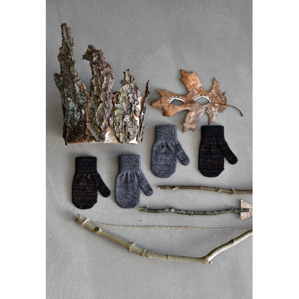 Black Knitted Mittens Glitter - ABT46BK