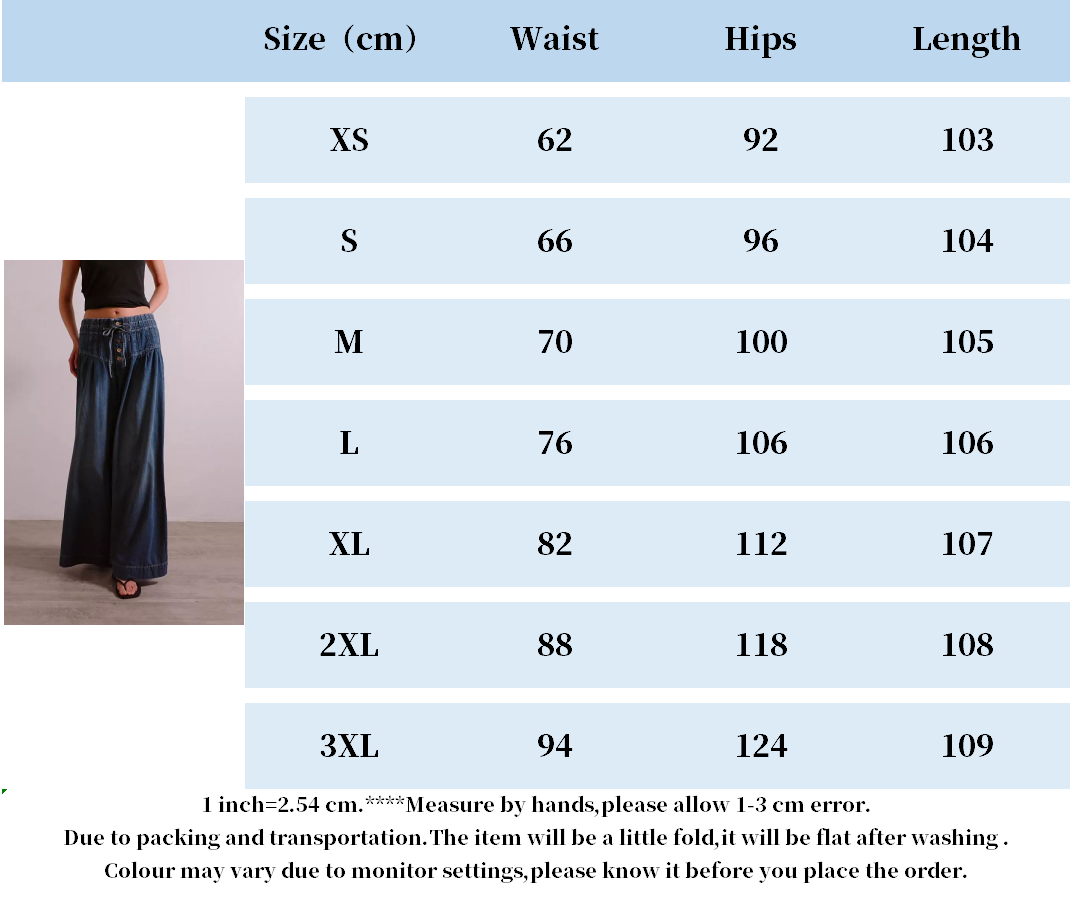 Women's Pleated Mid-waist Tie Loose Wide-leg Jeans