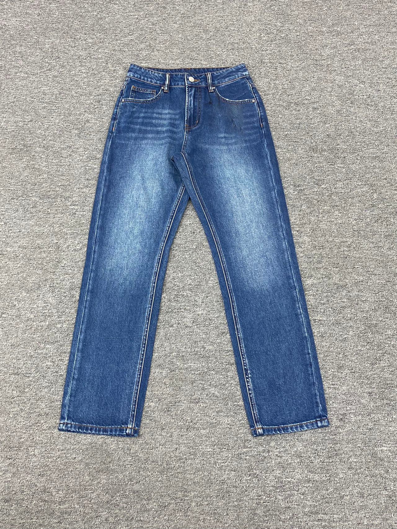 High-waisted Cotton Breathable Straight-leg Denim Trousers-TT021