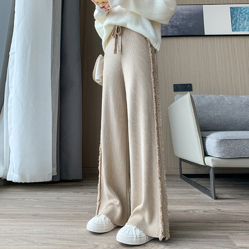 Women's Knitted Tassel Wide-leg Pants