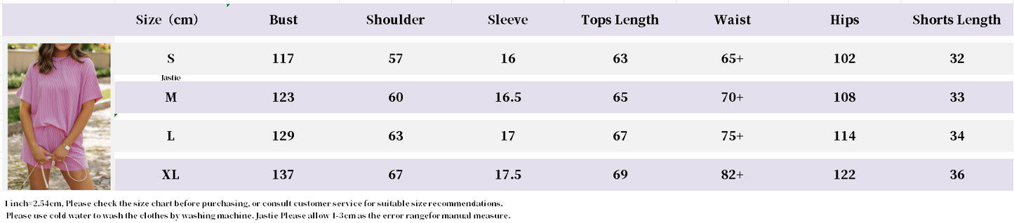 2025 Summer New Solid Color Short-sleeved Tops and Shorts Two-piece Suit- LC625586