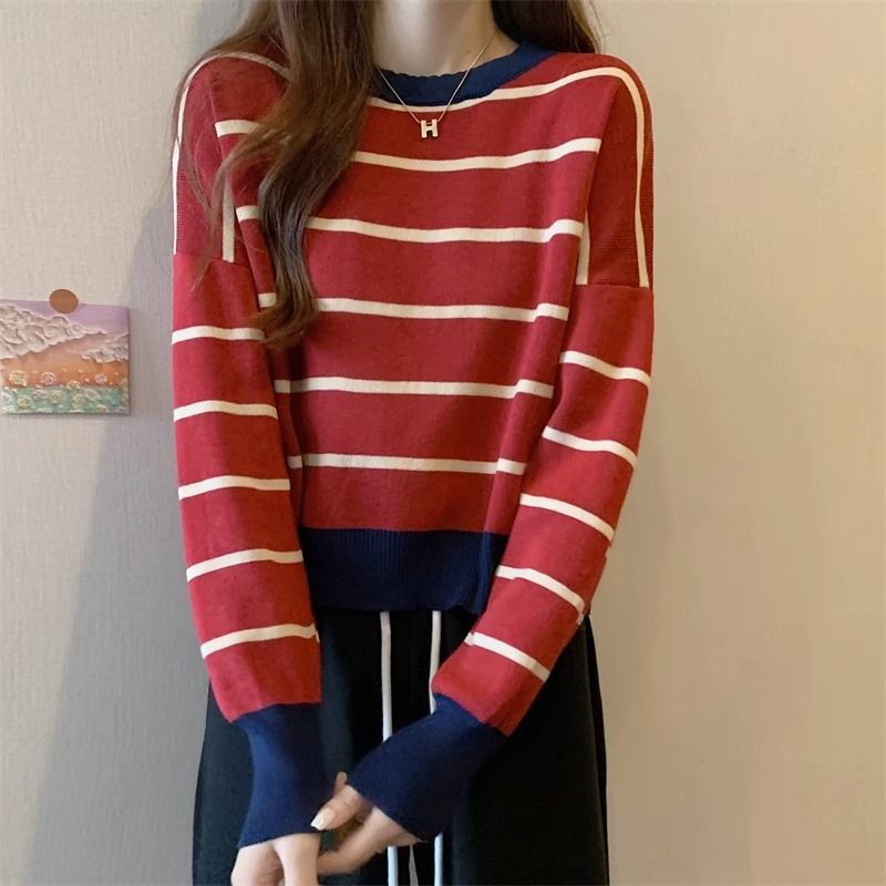 Women's Spring and Autumn Striped Long Sleeve Shirt