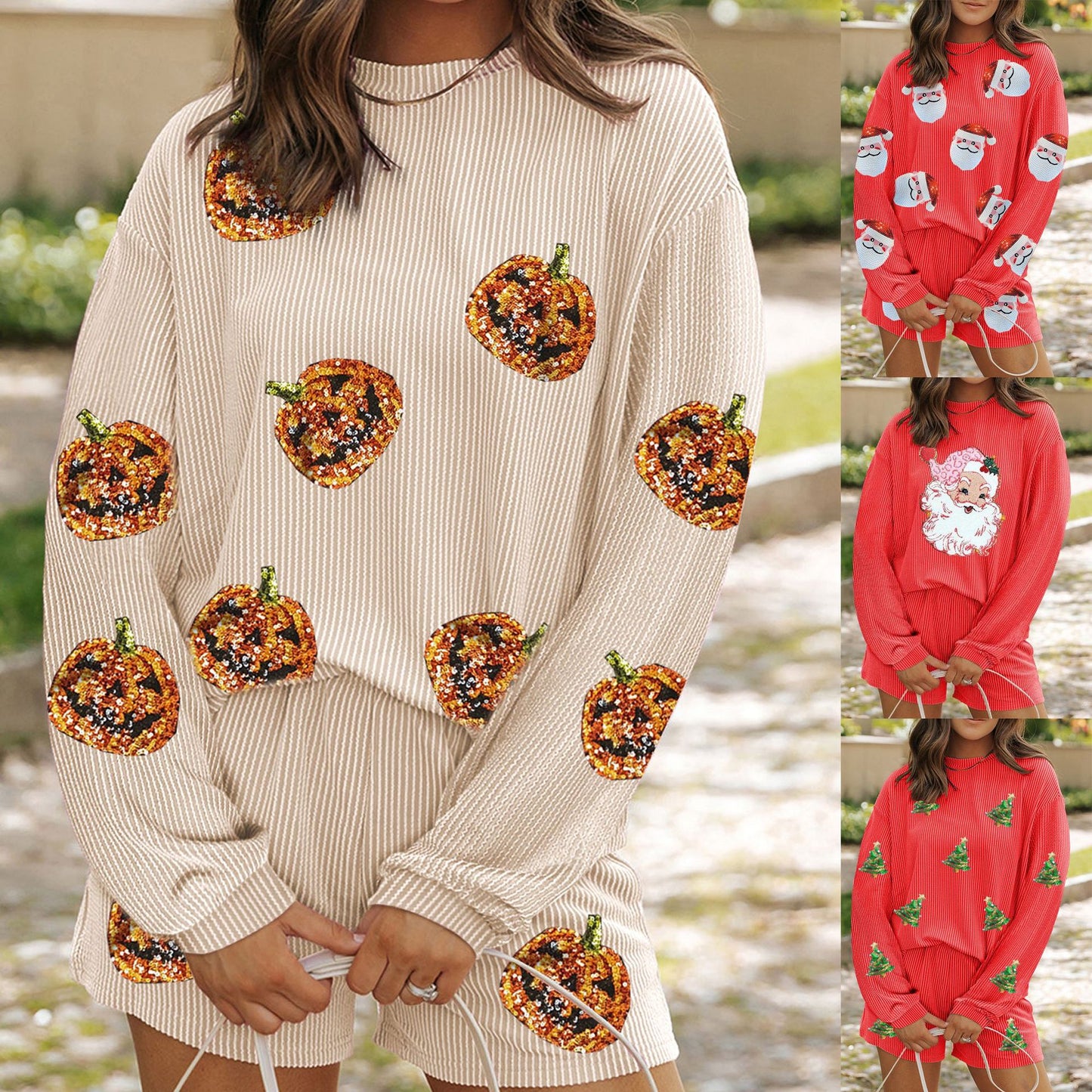 Women's Christmas Top and Shorts Suit