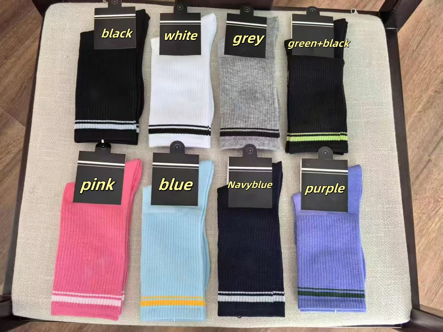Women's Cotton Socks with Multi-color Stripes-PUT-189