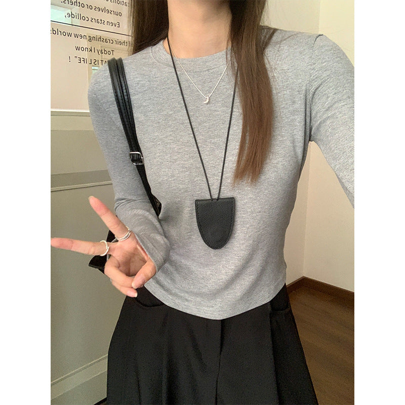Women's Round Neck Long Sleeve Bottoming Shirt-ABB06GY