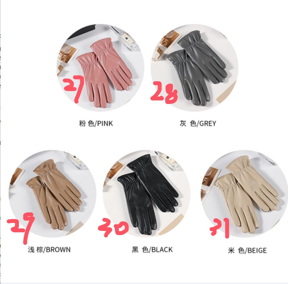 Autumn and Winter Warm Fleece Outdoor Multi-color Leather Gloves