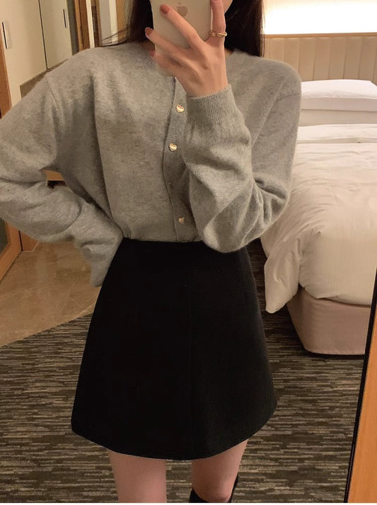 2025 Autumn/Winter Solid Color Versatile Knitwear Top-PUT-141