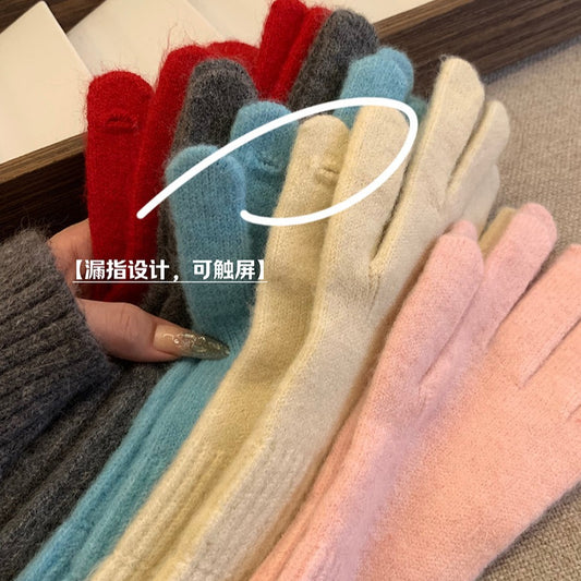 Women's Wool Solid Color Knitted Gloves