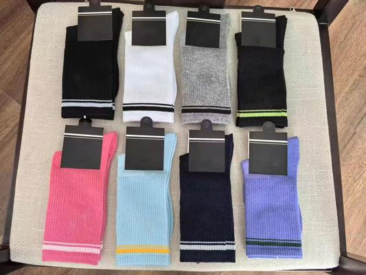Women's Cotton Socks with Multi-color Stripes-PUT-189