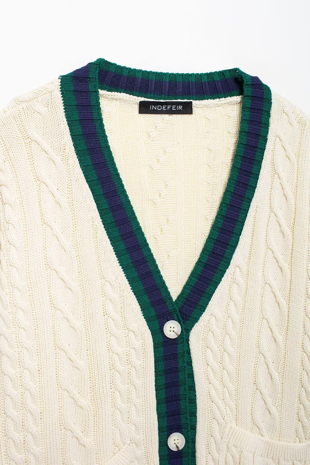 Cable Cardigan V-neck Long Sleeve Knitted Jacket