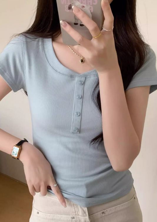 Women's Blue Short-sleeved T-shirt