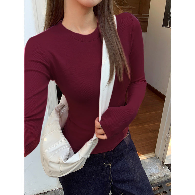 Women's Round Neck Long Sleeve Bottoming Shirt-ABB06GY