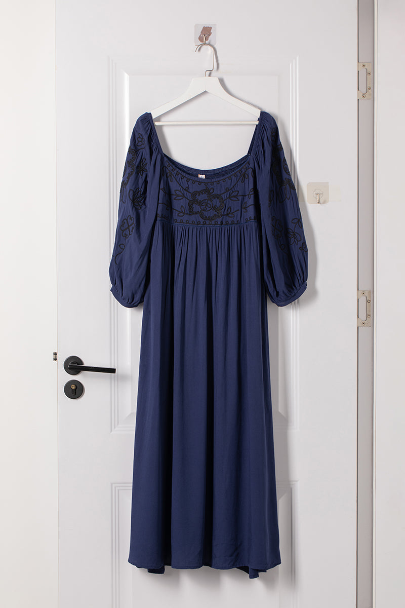 Bohemian Vacation Beach Dresses Women Vintage Embroidered Dress 6202##