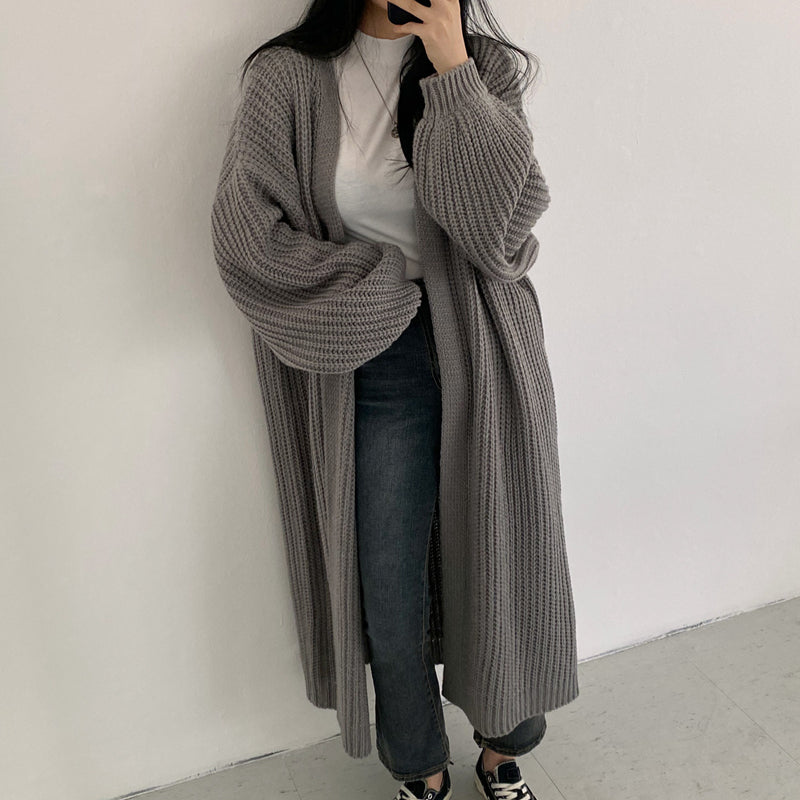 Long Loose Knitted Oversized Cardigan Sweater-ABB04GY