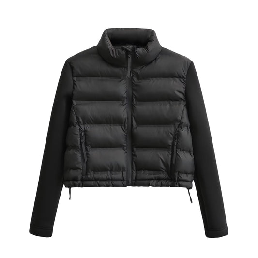 Black Patchwork Short Cotton Jacket