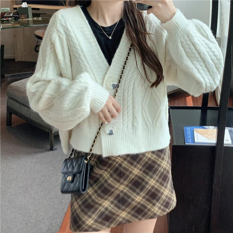 Solid Candy Colors Knitted Cardigan Sweater-ABS2434KQ