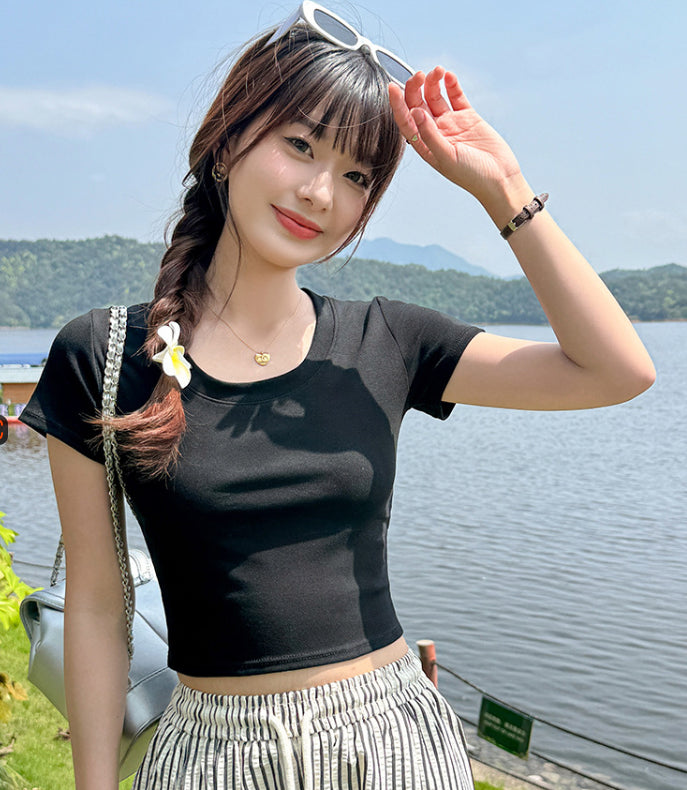 Women's Short Sleeve Cropped T-shirt-SPF-230