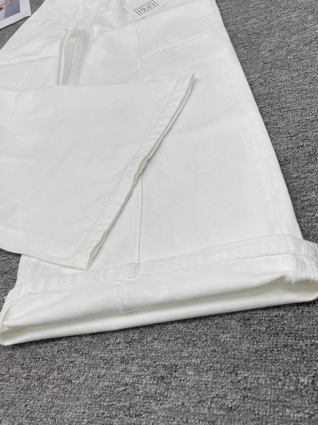 High Waist Soft Cotton Wide Leg Pants Elastic Loose Floor-length Denim Trousers for Women-LB239