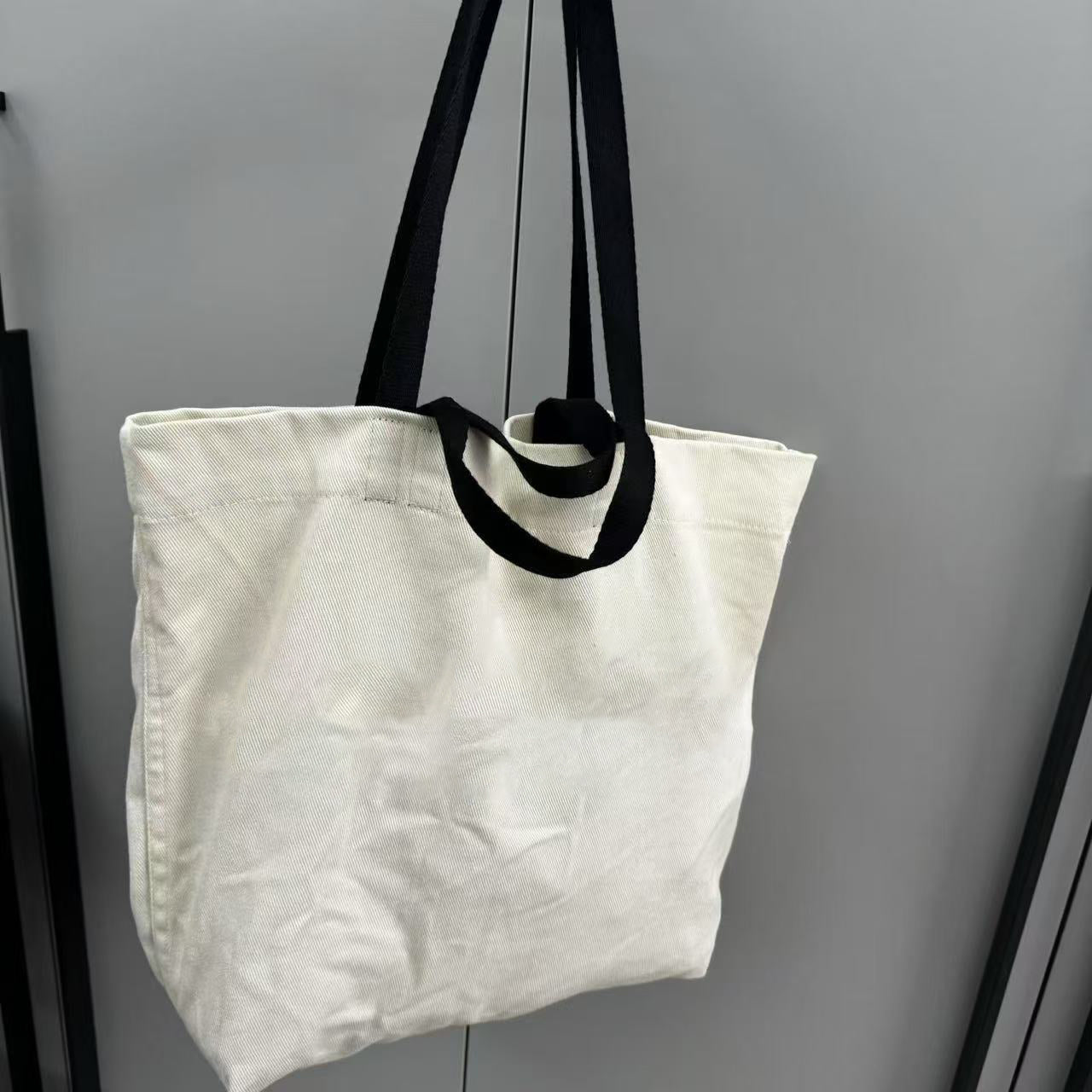Solid Color Cotton Blend Canvas Bag