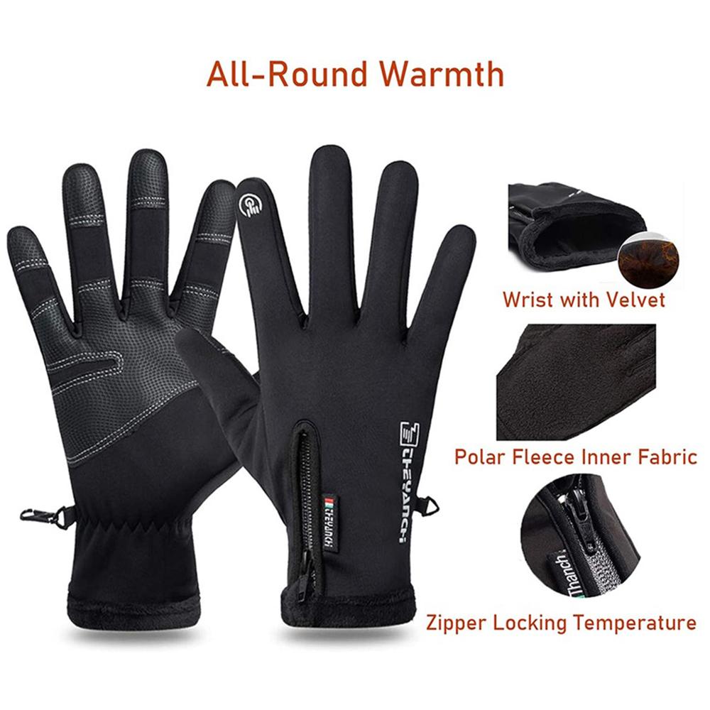 Winter Men Warm Gloves Touch Screen Waterproof Anti-slip Gloves-ABC02BK