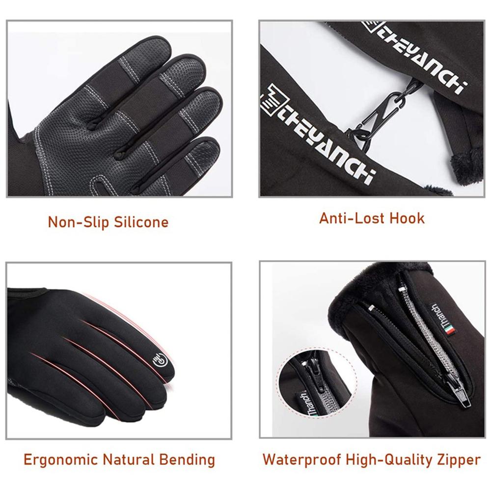 Winter Men Warm Gloves Touch Screen Waterproof Anti-slip Gloves-ABC02BK