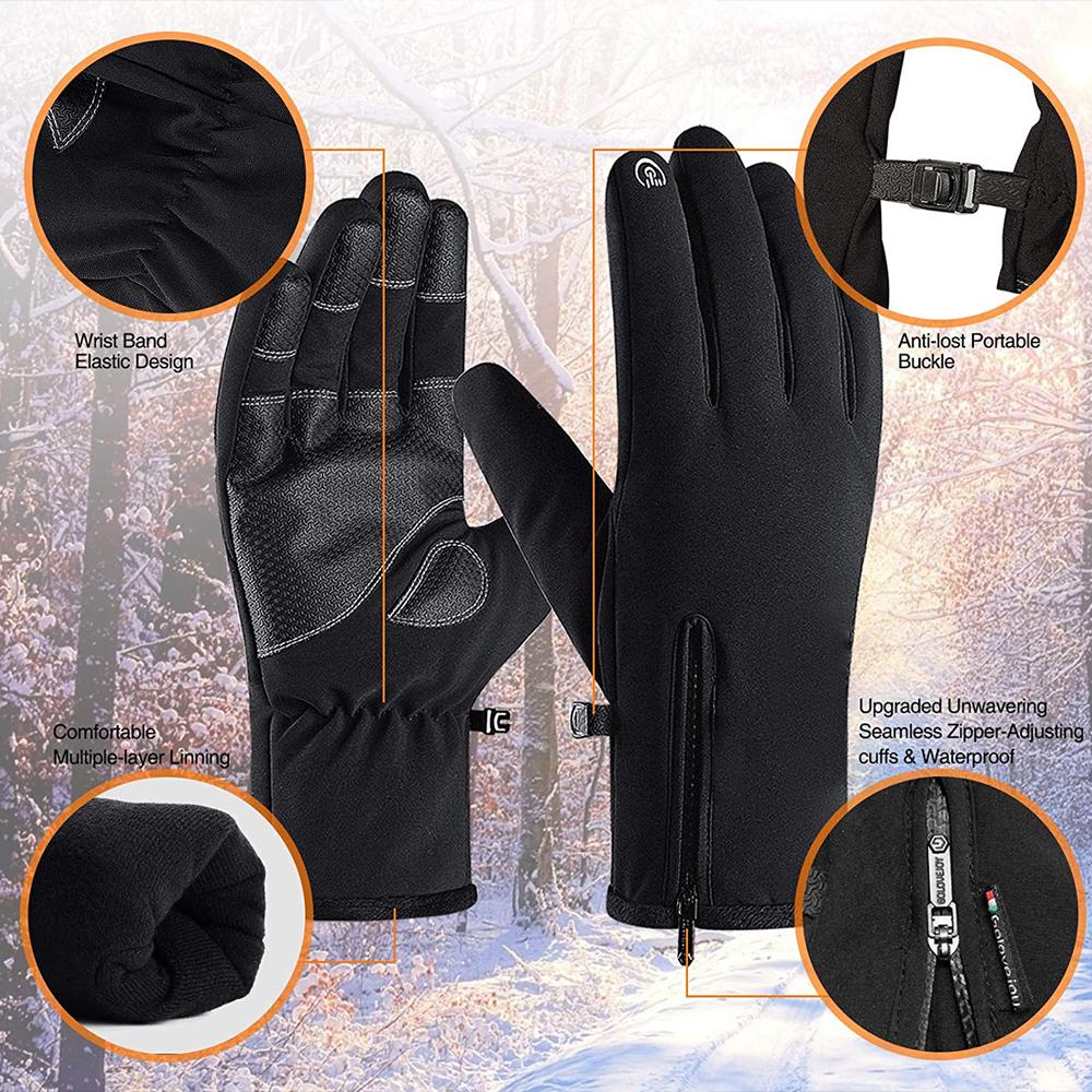 Winter Men Warm Gloves Touch Screen Waterproof Anti-slip Gloves-ABC02BK