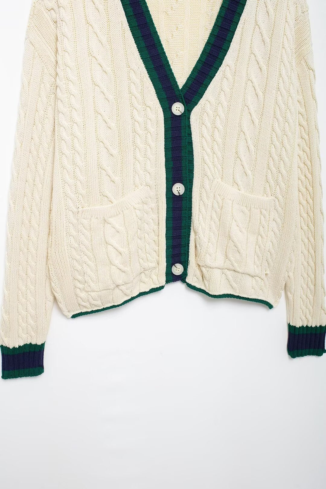 Cable Cardigan V-neck Long Sleeve Knitted Jacket