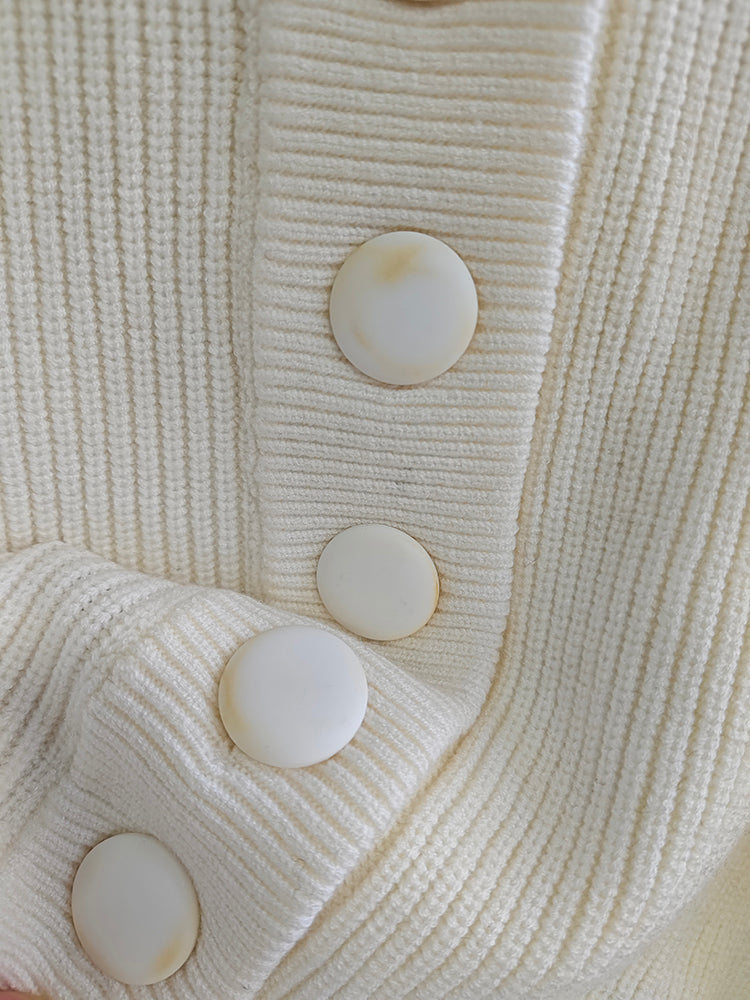 SHA-Beige white kntted top