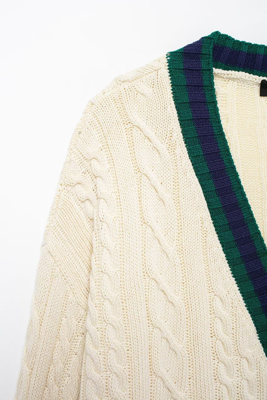 Cable Cardigan V-neck Long Sleeve Knitted Jacket