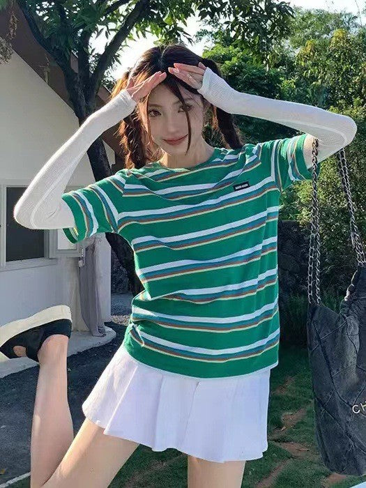 2026 Summer Women Short Sleeve T-Shirts Green Tees-ABSPF-263