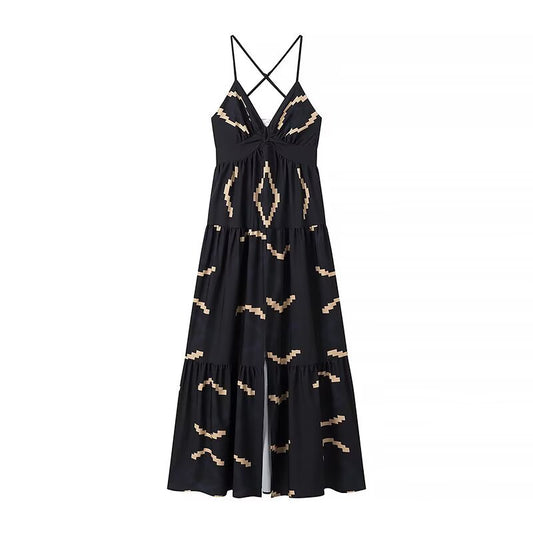 Women's Halter Neck Backless Slit Long Dress-E-4182