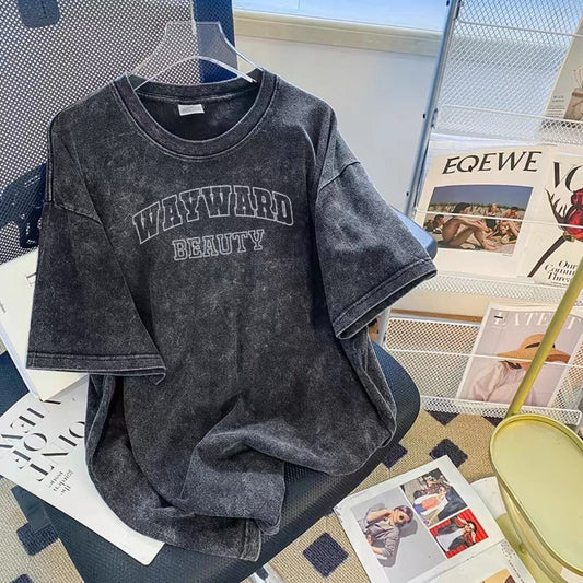 ABC06BK Washed Black Vintage Tee