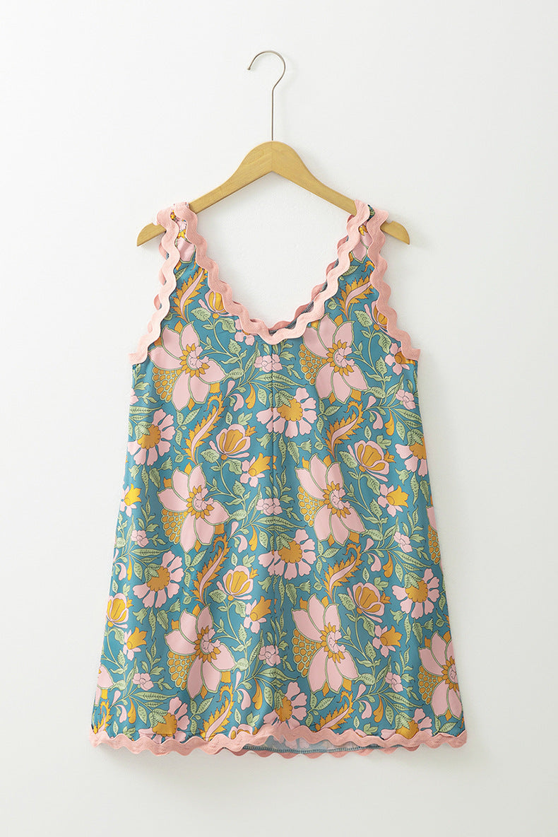 Bohemian Printed Short Dress Casual Beach Vestidos-BK1963