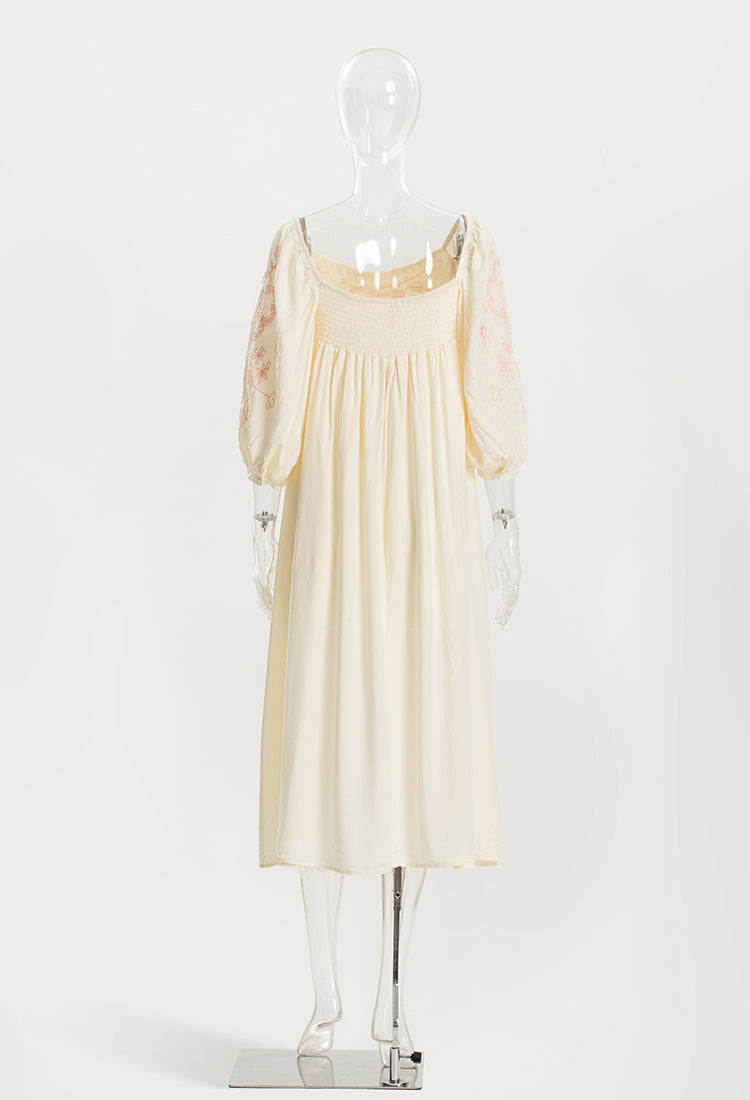 Bohemian Vacation Beach Dresses Women Vintage Embroidered Dress 6202##