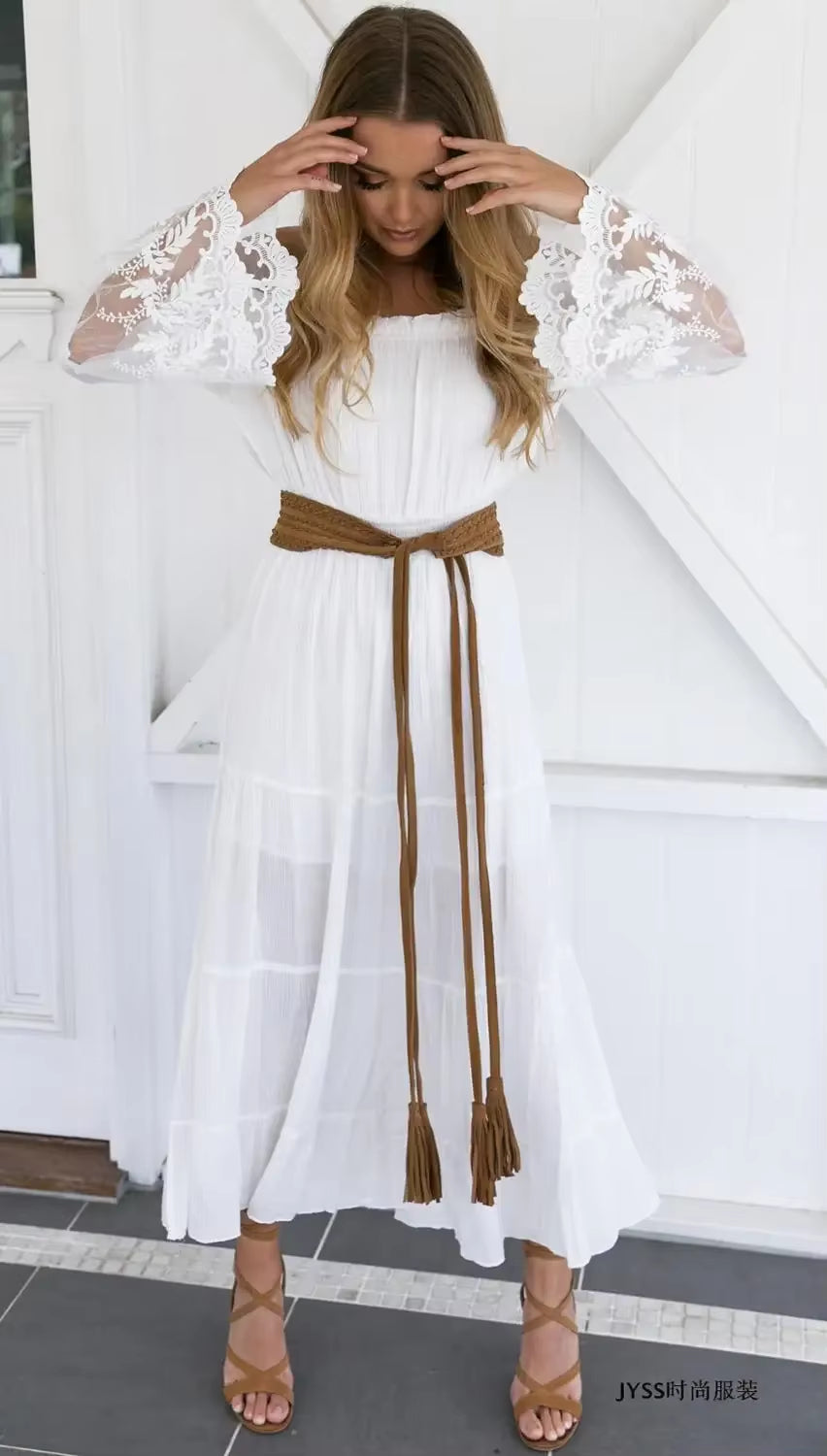 SHA-White Midi Dress