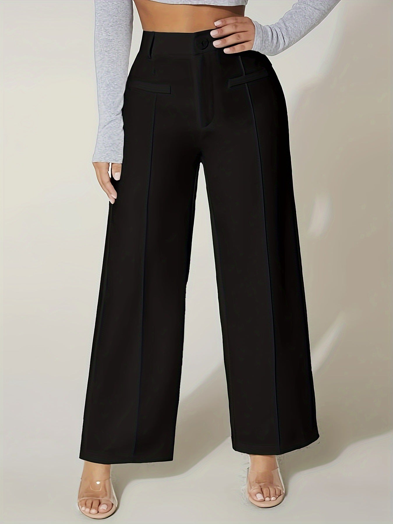 High Waist Straight Suit Trousers