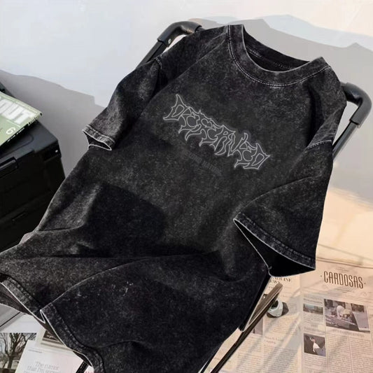 ABT16BK Graphic Oversized Washed Tee